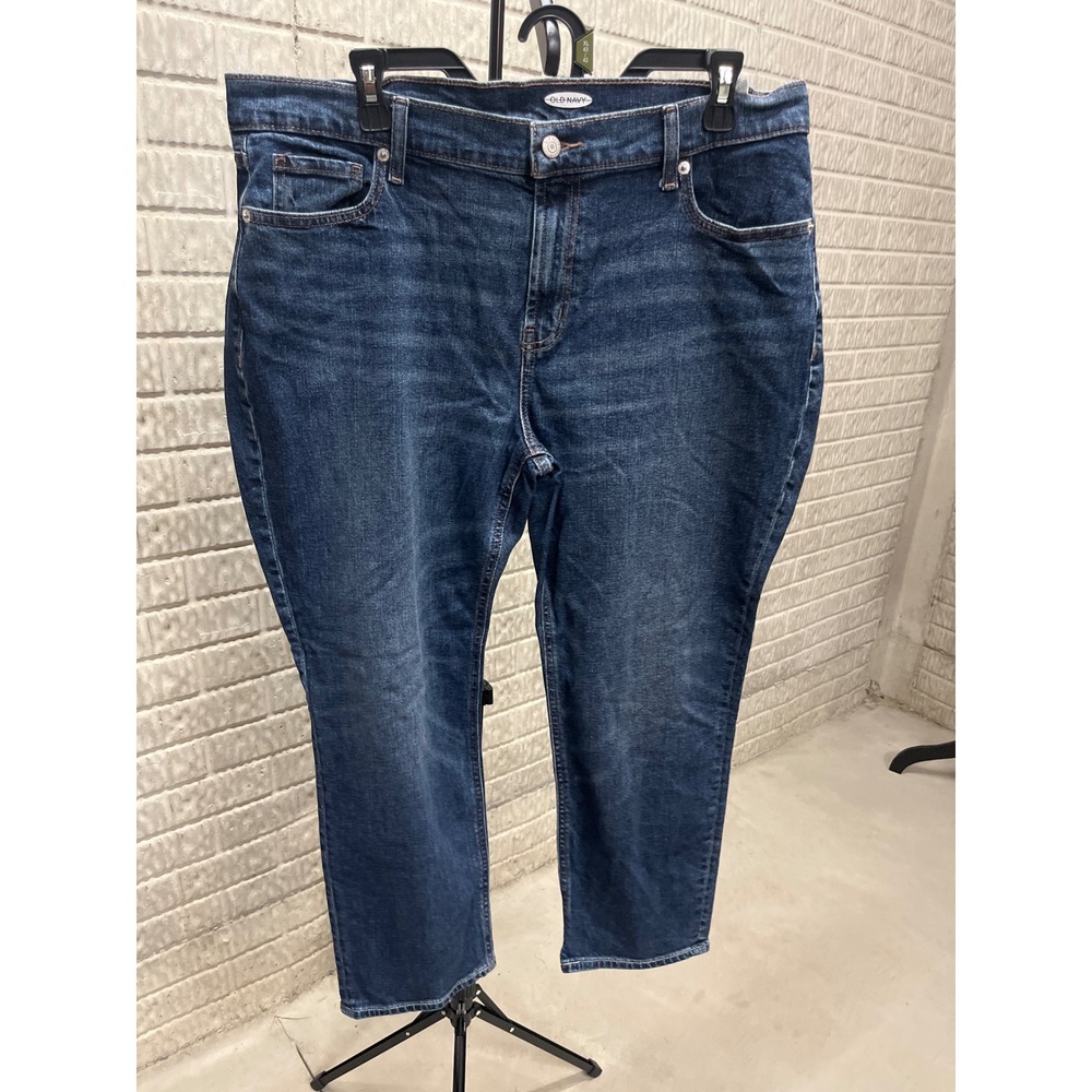 Old Navy Womens Dark Wash Straight Leg Stretch Denim Jeans Blue Size 14